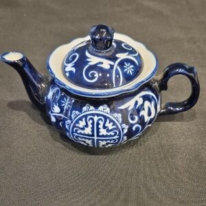 Bombay Company Cobalt Blue and White Ceramic Teapot